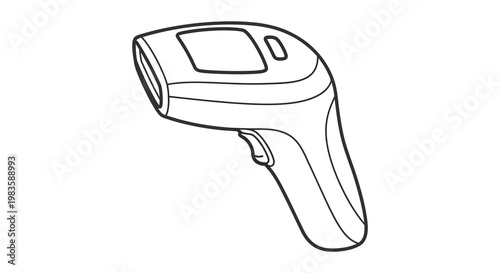 Linear barcode scanner illustration in a simple black outline silhouette
