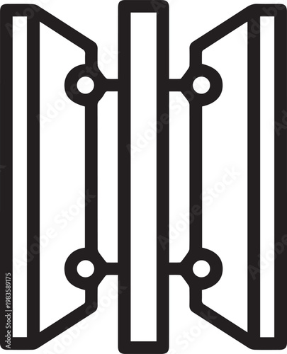 Professional Industrial Dampers with Metal Flaps and Hinge Vector Icon for HVAC Engineering, Mechanical Design, Ventilation Systems, Architectural Blueprints, Construction Documentation