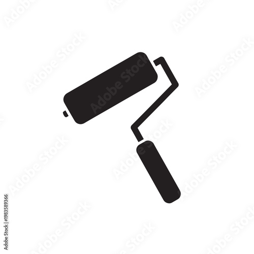 A black silhouette icon of a paint roller, a common tool used for applying paint to surfaces.