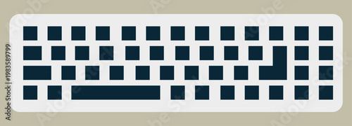 Minimalist computer keyboard vector, flat style desktop hardware, modern typing peripheral icon