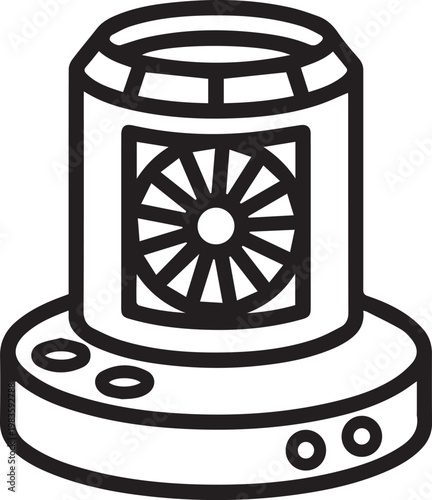 Professional Microscope Condenser with Iris Diaphragm Vector Icon for Scientific Research, Medical Education, Lab Documentation, Microscopy Techniques, Optical Instrumentation, Biology