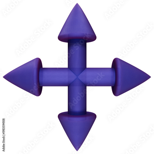 3d design of a blue  arrows with four direction.