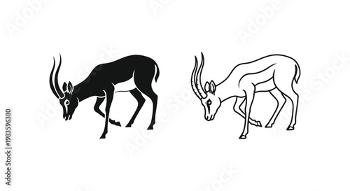 Black and White Deer Antler Art Prints - Unique Animal Sketch Designs Vector