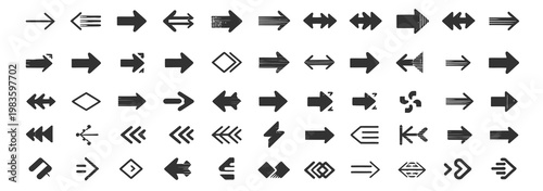 Large variety of grunge and solid arrow icons for design, indicating direction and action.