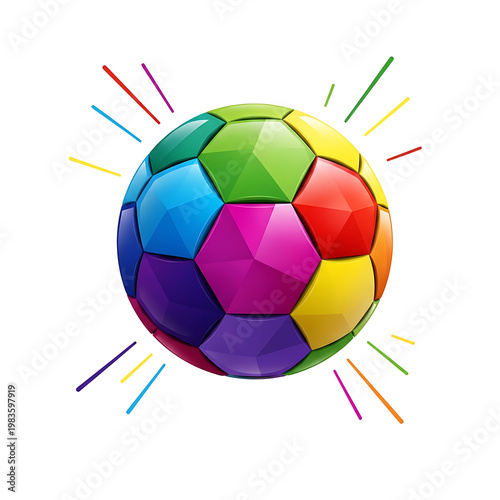 Multicolored soccer ball on transparent background