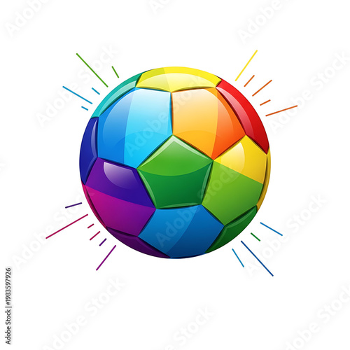 Colorful soccer ball isolated on transparent background