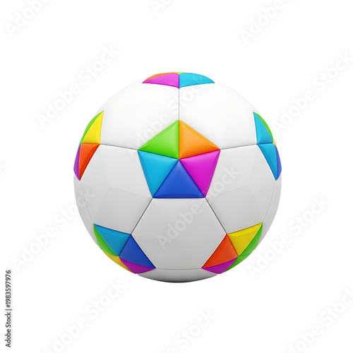 Minimal colored soccer ball isolated on transparent background