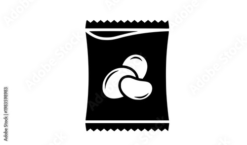 Chips packet icon vector potato snack bag silhouette isolated on white background