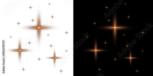 Star glow effect with lots of shiny particles. Shimmering light on transparent background, sparkle dust PNG.