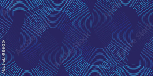 Abstract blue background with light neon curved lines. Modern futuristic geometric pattern for technology, data science, and digital business web.