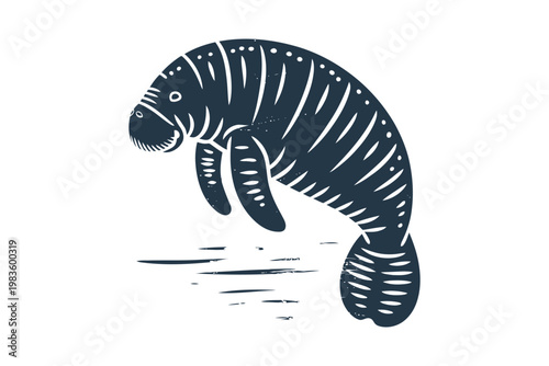 Of a blue manatee swimming in water marine life