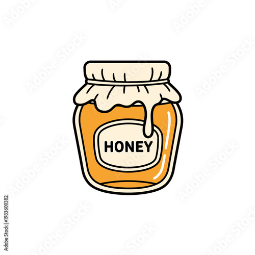 Honey jar cartoon vector illustration isolated on white