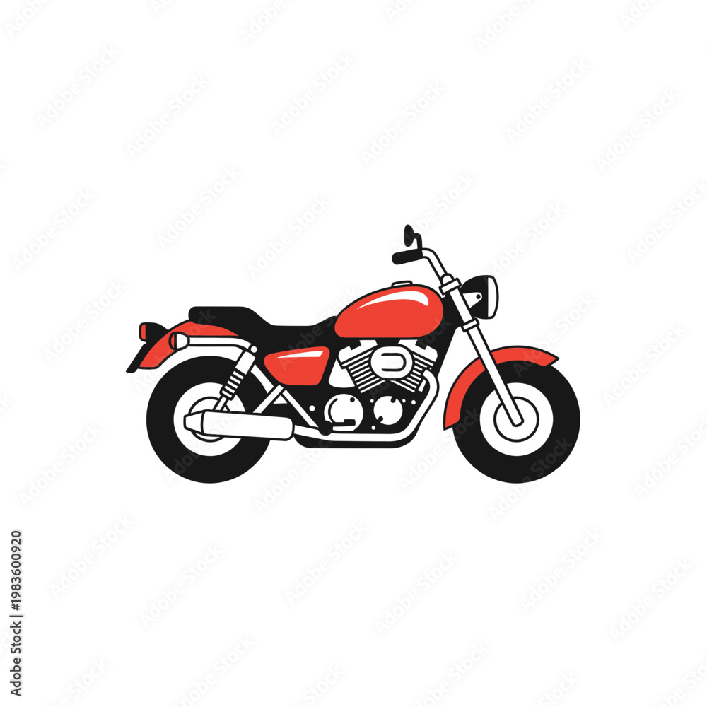 Fototapeta premium Red and black cruiser motorcycle vector illustration