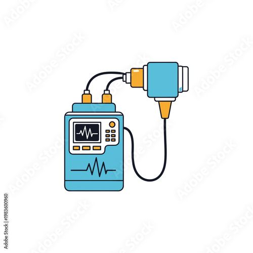 Emergency medical defibrillator flat vector illustration