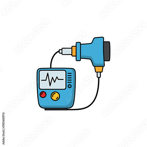 Medical Ultrasound Scanner with Monitor and Probe Illustration