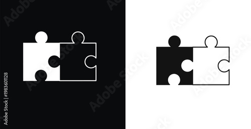 A black and white illustration of two puzzle pieces coming together in harmony