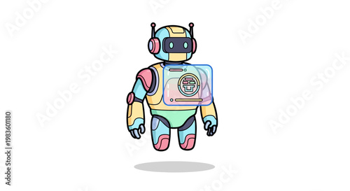 Colorful Robot Character Design Illustration.