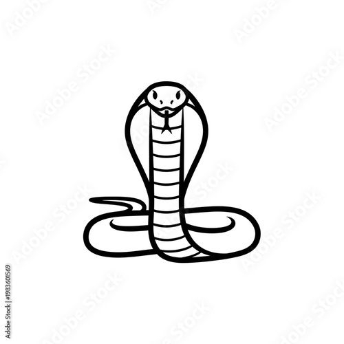 King Cobra Snake Vector Icon Line Art Mascot