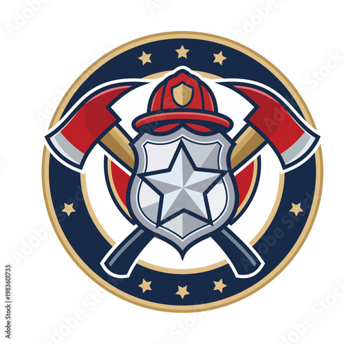 Blank First Responders Fire and Police Emblem Template Vector