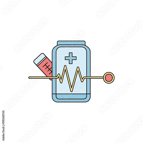 Digital Health App and Medical Monitoring Vector Icon
