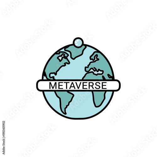 Metaverse Concept Icon with Earth Globe Illustration