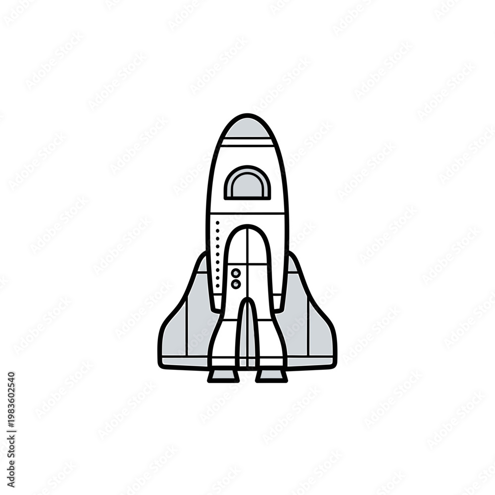 Fototapeta premium Minimalist Space Shuttle Rocket Vector Illustration on White