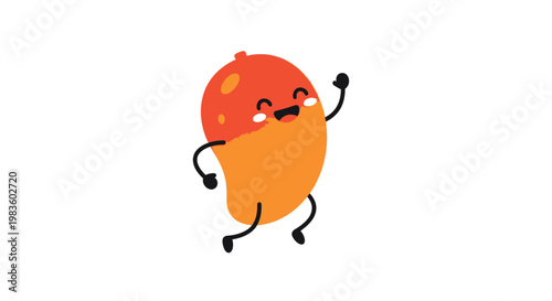 Cartoon orange character with red head.