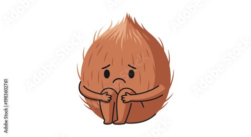 Sad flame cartoon character sitting alone.