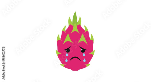 Sad pink dragon fruit emoticon face.