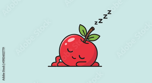 Sleeping Red Apple Cartoon Character.
