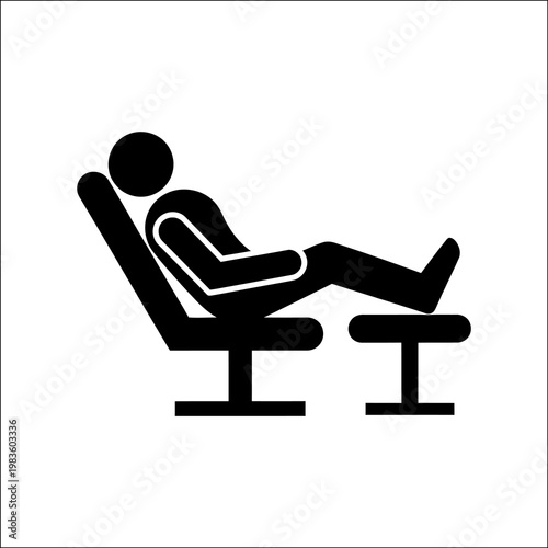 A person is shown in silhouette reclining in a dentist chair, conveying a sense of relaxation and comfort in a medical setting.