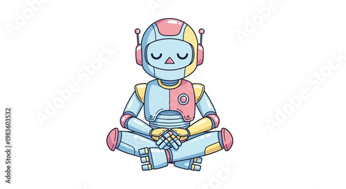 Robot sitting in meditation posture.