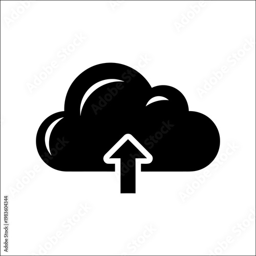 Cloud with upward arrow icon isolated on a white background for business growth, data storage, or digital transformation projects.
