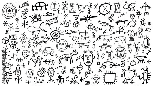Ancient petroglyphs a collection of rock art depicting animals figures and abstract symbols