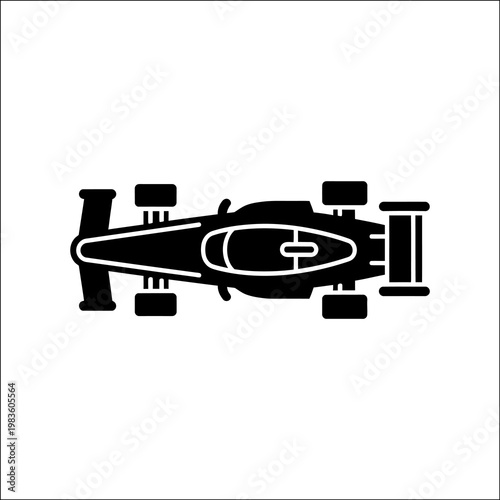 The silhouette of a high-performance race car against a clean white background, emphasizing its sleek design and powerful stance.