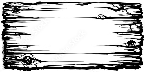 Rustic wooden frame with detailed wood texture border and vintage engraved plank design illustration