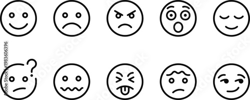 A group of emoticon faces with different expressions