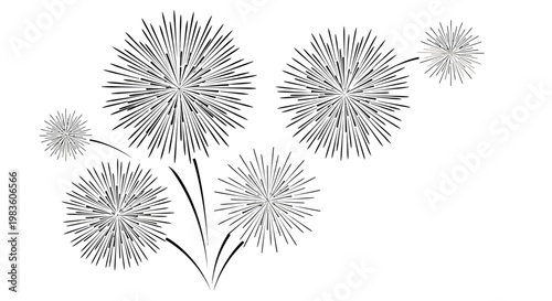 Abstract Black And White Artistic Representation of Fireworks Display in a Sky of Celebration and Joyful Moments