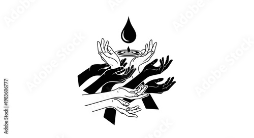 Hands reaching up with a flame.