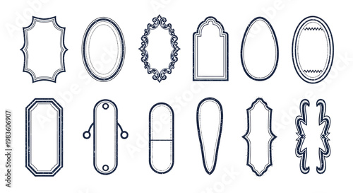 Collection of Decorative and Ornate Blank Frames and Borders for Design Projects