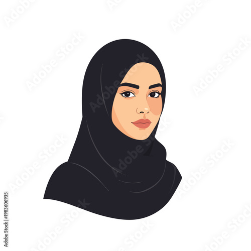 Beautiful muslim woman wearing black hijab vector illustration