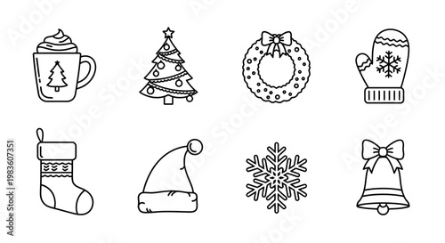 Christmas and Winter Holiday Icons A Festive Collection for Seasonal Designs