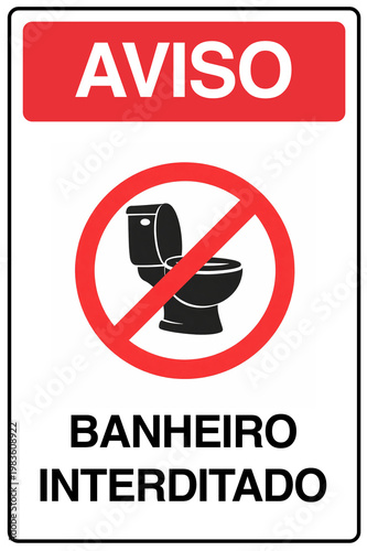 Naklejka aviso placa sinalização banheiro interditado