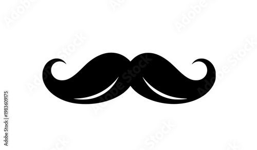 Italian mustache icon vector classic curved moustache silhouette isolated on white