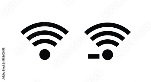 Photos Two black wifi signal icons with different strengths a simple silhouette