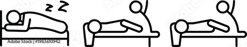Sleeping Positions and Bedtime Rest Line Icons