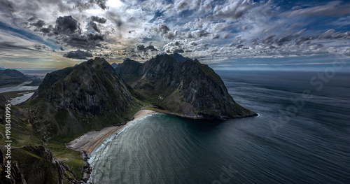 Vestervika beach and Kvalvika beach in Lofoten Islands 