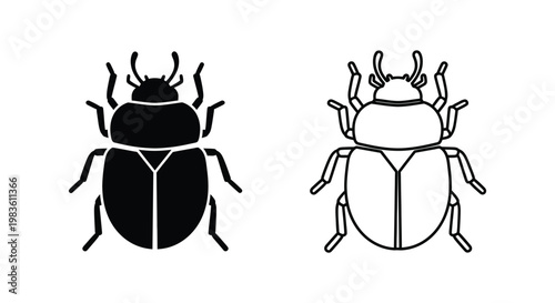 Unique Beetle Designs: Stunning Black & Patterned Creatures Vector