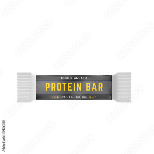 A Gold Standard protein bar in a sealed wrapper with a black and yellow label.