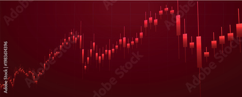 Red stock market graph, financial chart, trading background, vector illustration
